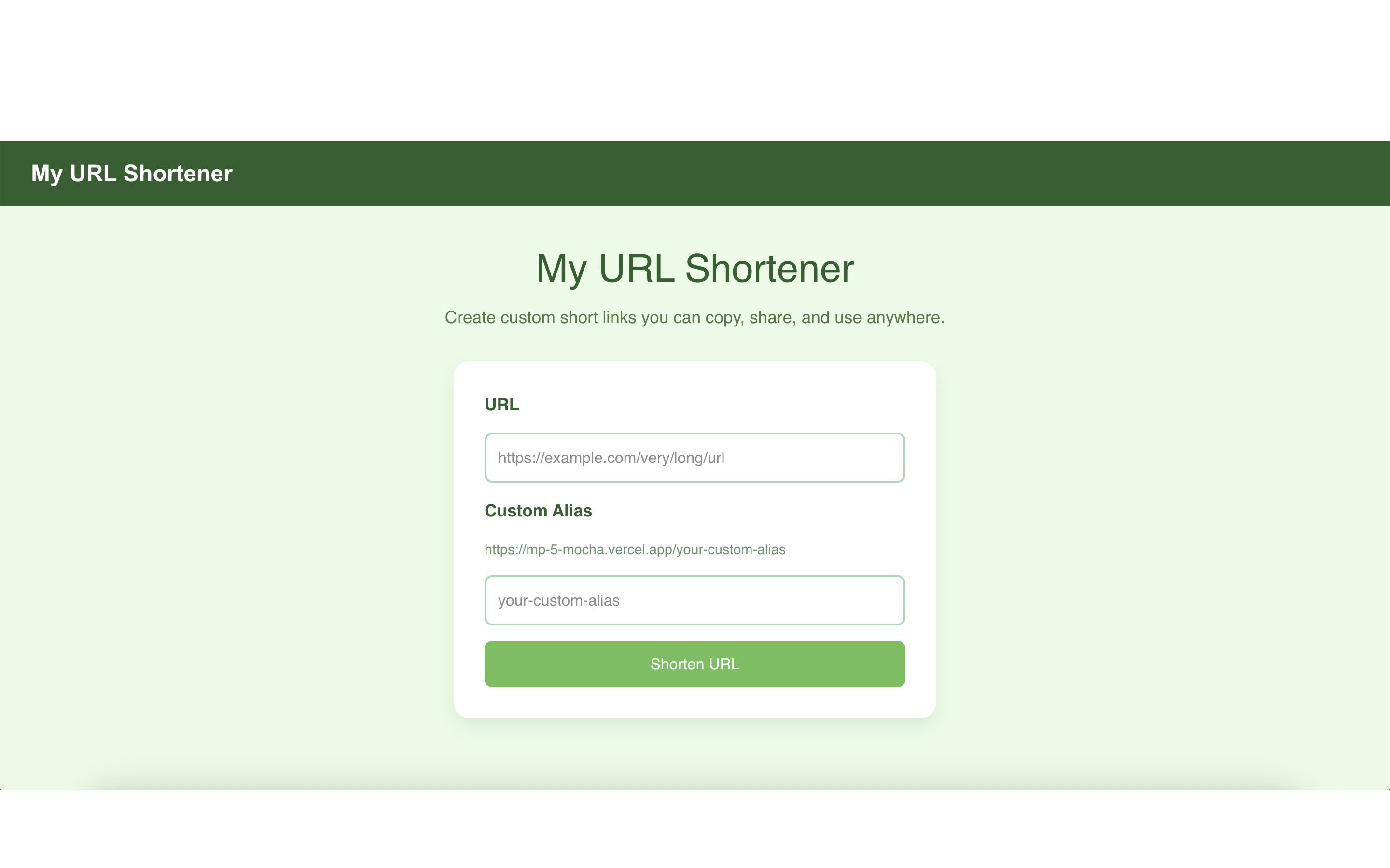 URL Shortener preview